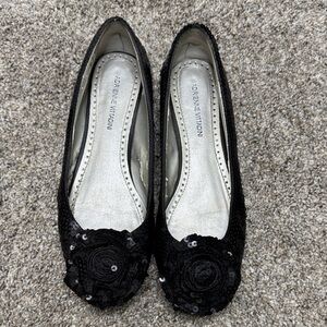 Adrienne Vittadini Black Floral Sequin Loafers